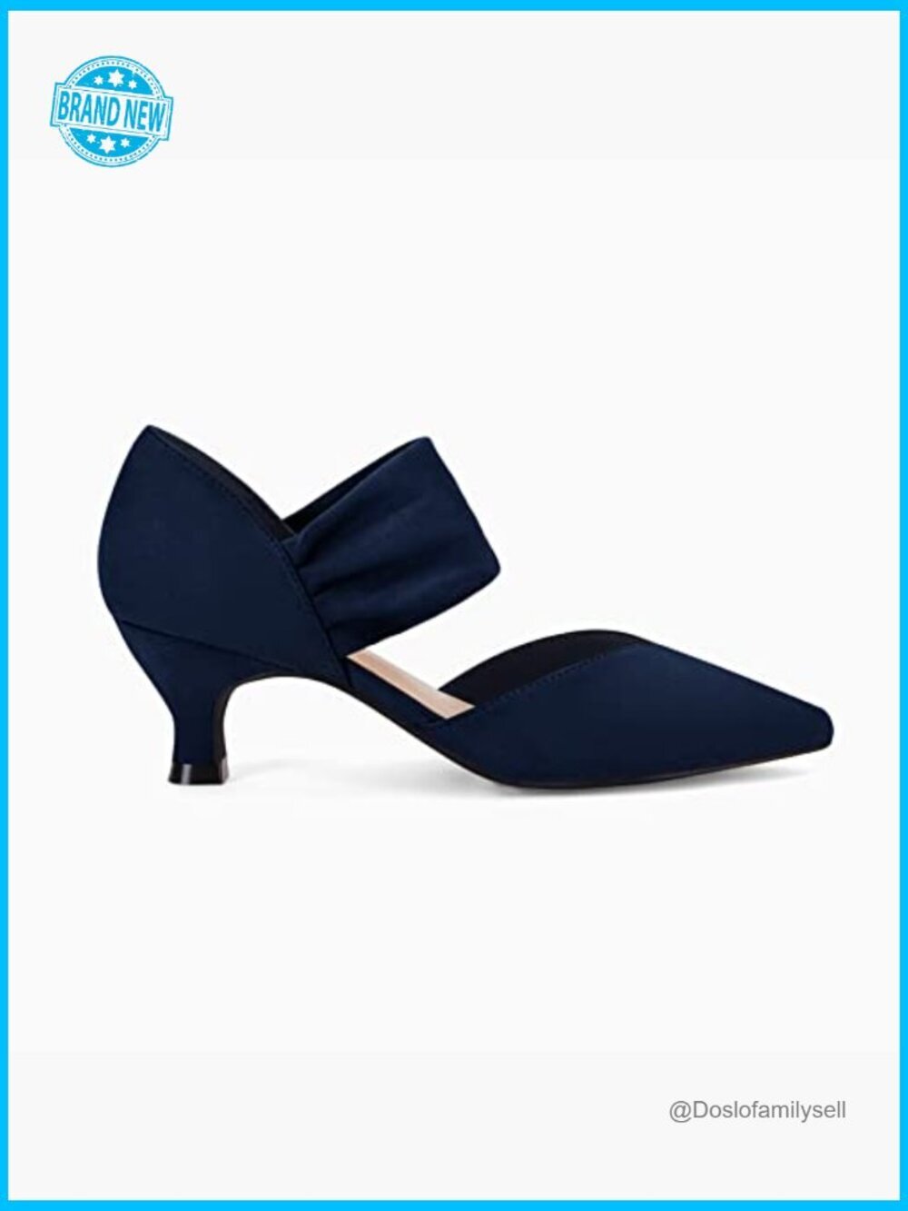 Low Kitten Heel Dress Shoes Pointed Toe Slip On Ankle Strap Cutout Elegant - Picture 4 of 6